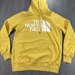 North Face Women’s Hoodie Mineral Gold White Logo Sweatshirt Size X-Small